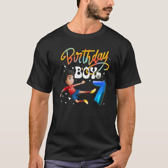 Dabbing Junge 7 Jahre alter Fußball Spieler 7. Geb T-Shirt (Vorderseite)