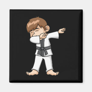 Dabbing Karate Boy Funny Martial Arts Cartoon Desi Magnet