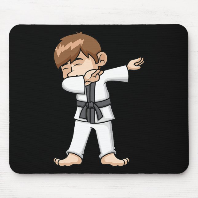 Dabbing Karate Boy Funny Martial Arts Cartoon Desi Mousepad (Vorne)