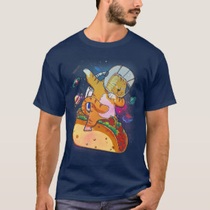 Dabbing-Katze Astronaut im Weltraum reitet Taco T-Shirt