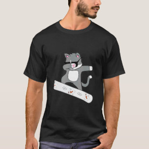 Dabbing-Katze Snowboard Schneesport Kitty Katzen T-Shirt