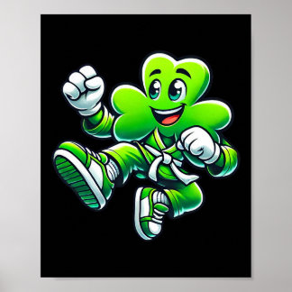 Dabbing Kleeblatt Karate Boys Girls Kinder St Patr Poster