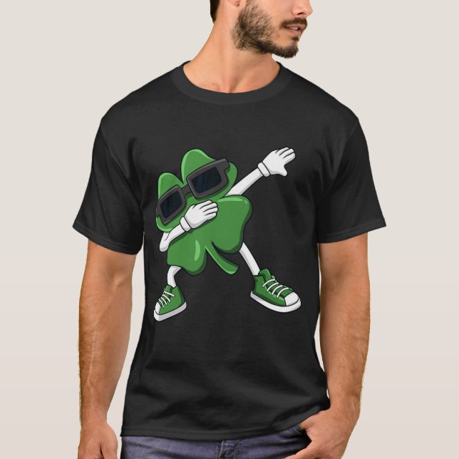 Dabbing Kleeblatt St Patrick_s Day Funny Boys Girl T-Shirt (Vorderseite)