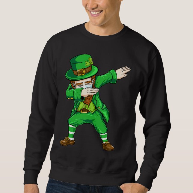Dabbing Kobold Gesichtsmaske St. Patrick's Day Jun Sweatshirt (Vorderseite)