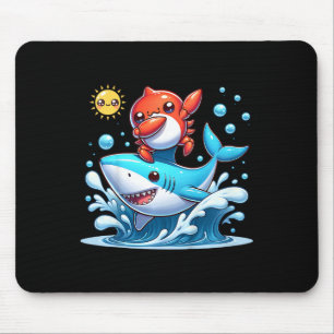 Dabbing-Krabbe surft auf Hai reitend Ozeanwelle So Mousepad