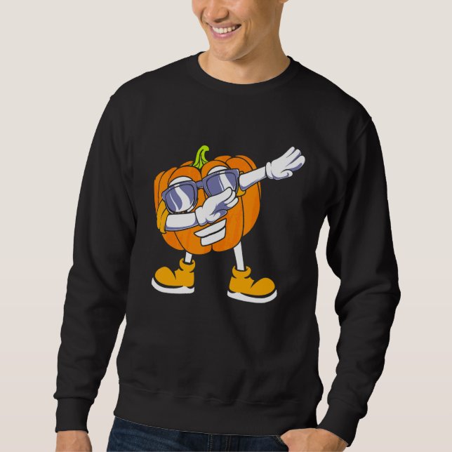 Dabbing Kürbiskopf Halloween Sweatshirt (Vorderseite)