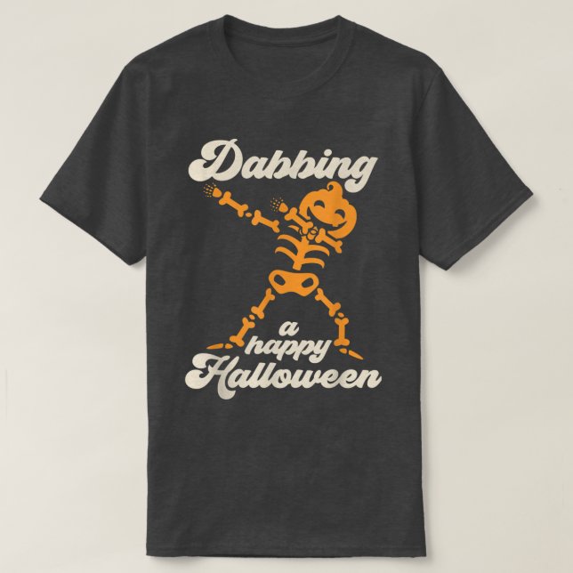 Dabbing Kürbislaterne Skeleton T-Shirt (Design vorne)