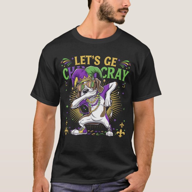 Dabbing Kurzhaarige Pointer Mardi Gras Cray Cray T-Shirt (Vorderseite)