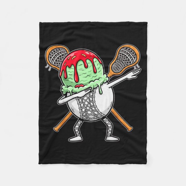 Dabbing Lacrosse Ball Drip Ice Cream Kids Youth Bo Fleecedecke (Vorderseite)