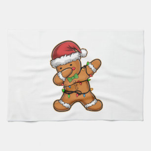 Dabbing Lebkuchenbaum Licht Weihnachten Geschirrtuch