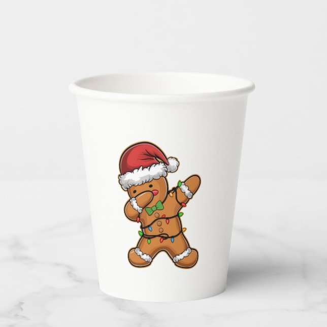 Dabbing Lebkuchenbaum Licht Weihnachten Pappbecher (Vorderseite)