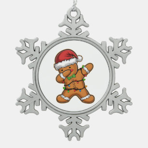 Dabbing Lebkuchenbaum Licht Weihnachten Schneeflocken Zinn-Ornament