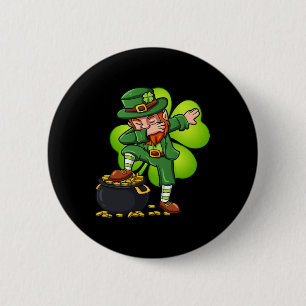 Dabbing Leprechaun am Tag des Hl. Patrick Button