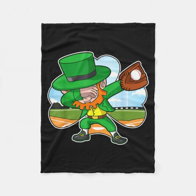 Dabbing Leprechaun Baseball St Patricks Day Irish  Fleecedecke (Vorderseite)
