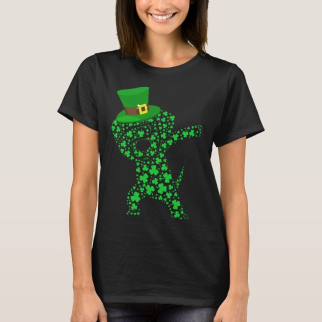 Dabbing Leprechaun Beagle Dog Shamrocks Saint Patr T-Shirt (Vorderseite)