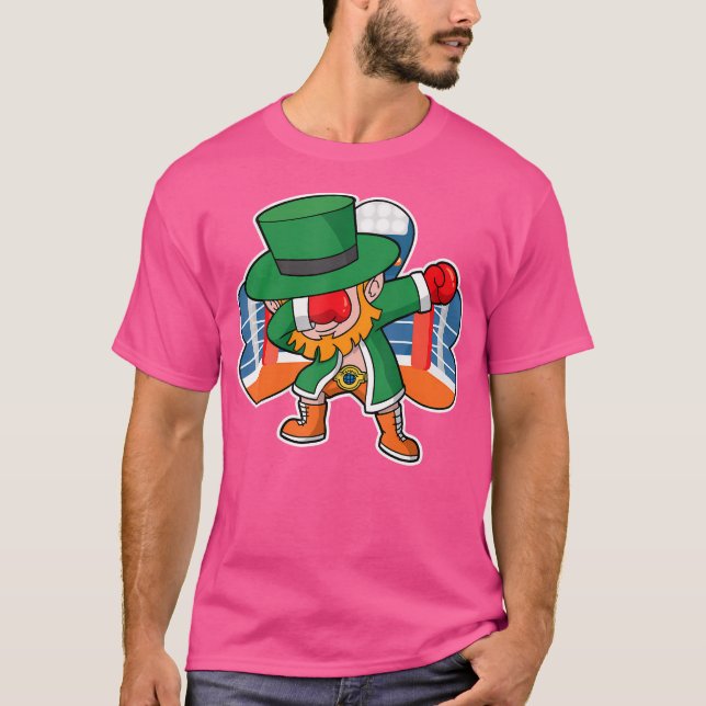Dabbing Leprechaun Boxing Irish St Patricks Day Mc T-Shirt (Vorderseite)