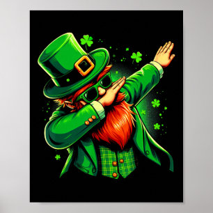 Dabbing Leprechaun Boys Girls Kinder St Paddys Day Poster