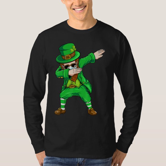 Dabbing Leprechaun Face Maske St Patrick's Day Boy T-Shirt (Vorderseite)