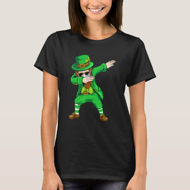 Dabbing Leprechaun Face Maske St Patrick's Day Boy T-Shirt (Vorderseite)