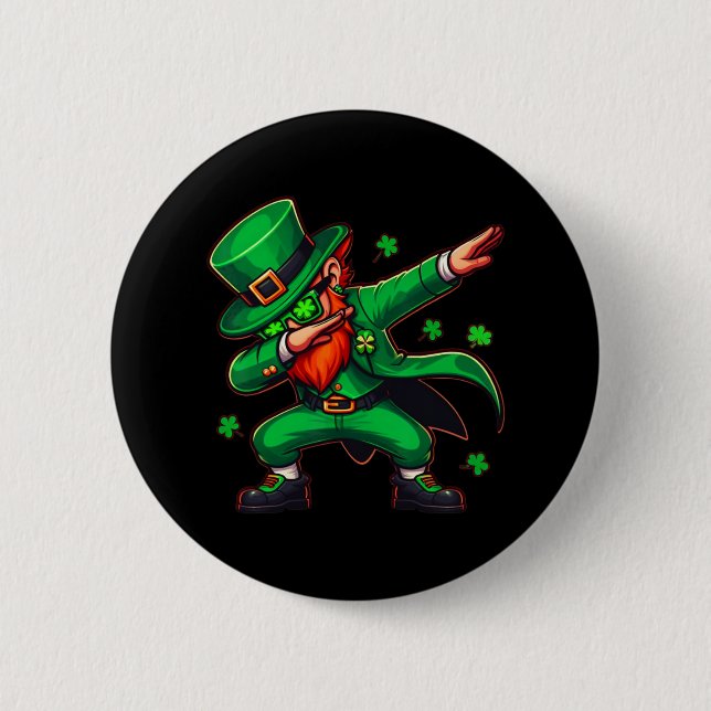Dabbing Leprechaun Funny Men Kids Boys St Patricks Button (Vorderseite)