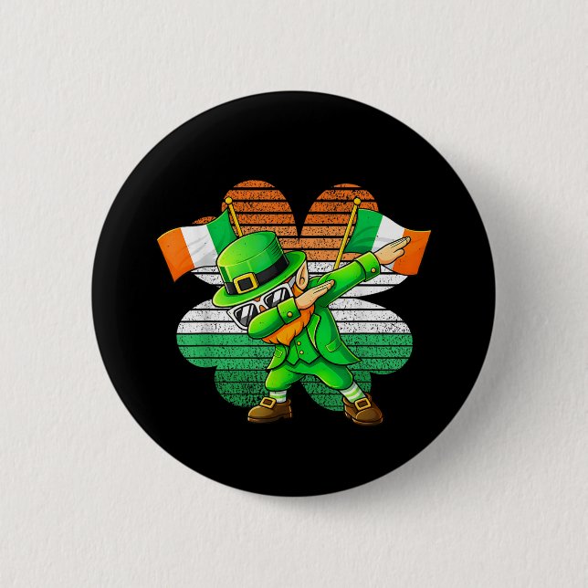 Dabbing Leprechaun für Kinder Jungen Männer Jugend Button (Vorderseite)