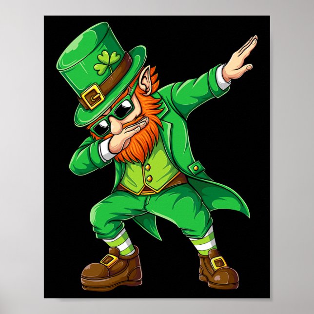 Dabbing Leprechaun Gezwitscher Männer Kinder Junge Poster (Vorne)