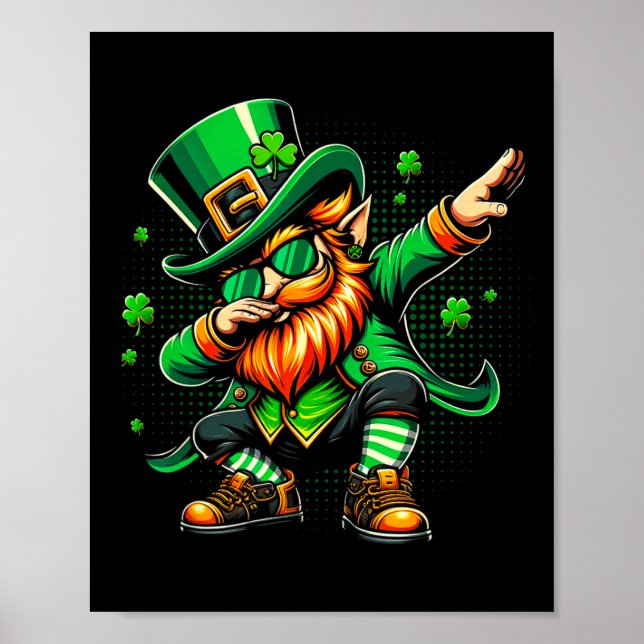 Dabbing Leprechaun Gezwitscher Männer Kinder Junge Poster (Vorne)