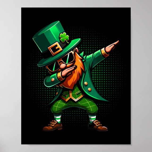Dabbing Leprechaun Gezwitscher Männer Kinder Junge Poster (Vorne)