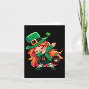 Dabbing Leprechaun Girl Funny Kids Karte