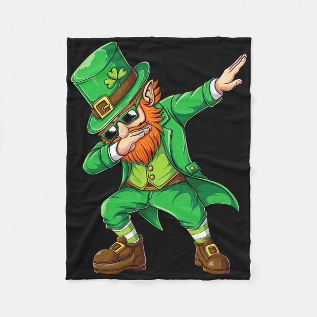 Dabbing Leprechaun Lustige Geschenke Männer Kinder Fleecedecke (Vorderseite)