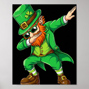 Dabbing Leprechaun Lustige Geschenke Männer Kinder Poster