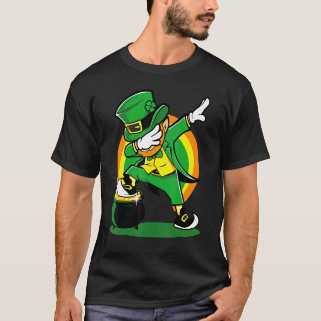 Dabbing Leprechaun Shenanigan Lucky Shamrock St Pa T-Shirt (Vorderseite)