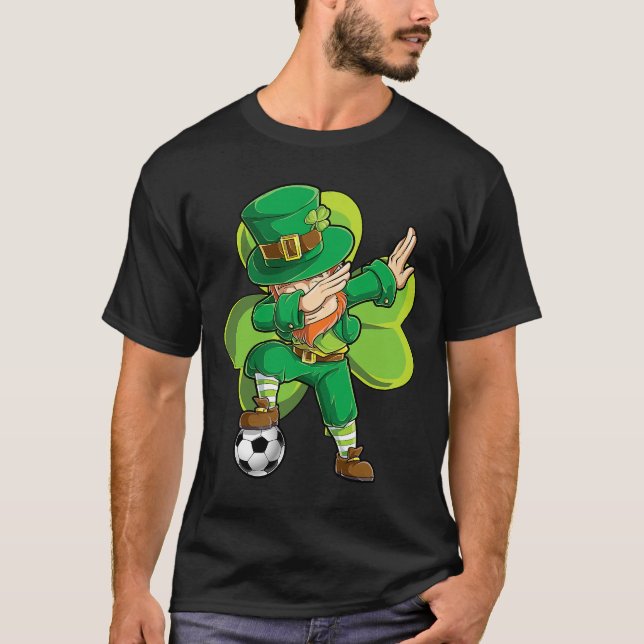 Dabbing Leprechaun Soccer St Patricks Day Boys Kin T-Shirt (Vorderseite)