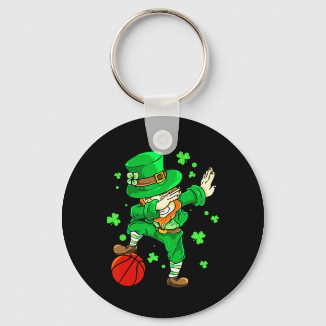 Dabbing Leprechaun St Patricks Day Boys Men Basket Schlüsselanhänger (Vorderseite)