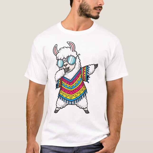 Dabbing Llama Funny Cute Dab Dance T-Shirt (Vorderseite)