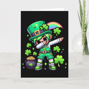 Dabbing Mädchen Leprechaun St. Patricks Tag Regenb Karte