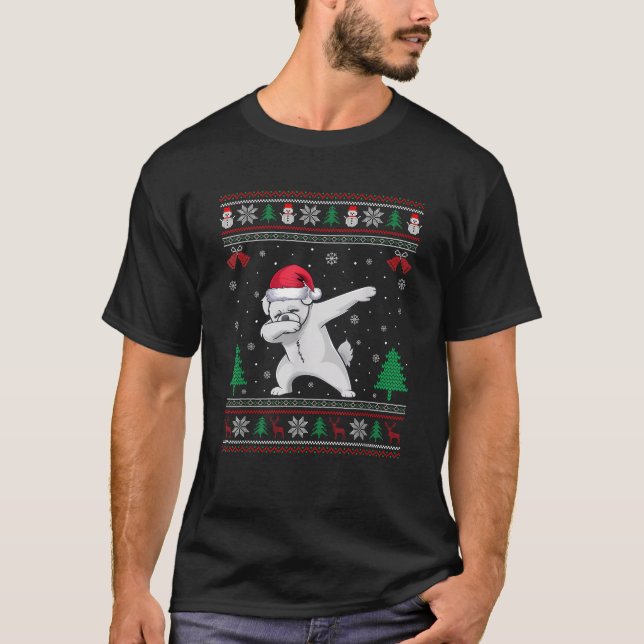 Dabbing Maltese Dog Santa Hat Boys Girls Kids Chri T-Shirt (Vorderseite)