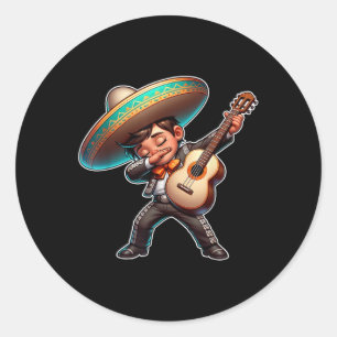 Dabbing Mariachi Cinco De Mayo Kinder Jungen Mexik Runder Aufkleber