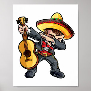 Dabbing Mariachi T Shirt Cinco De Mayo Kinder Jung Poster