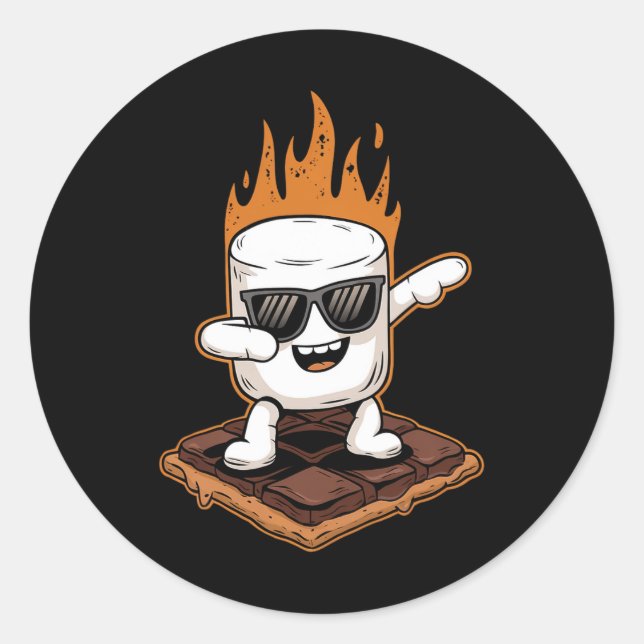 Dabbing Marshmallow Camping Smores Kawaii S'mores  Runder Aufkleber (Vorderseite)