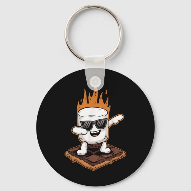 Dabbing-Marshmallow-Camping-S'mores Kawaii S'mores Schlüsselanhänger (Vorderseite)