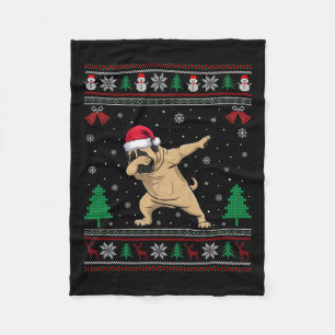 Dabbing Mastiff Hund Weihnachtsmannmütze Jungen Mä Fleecedecke