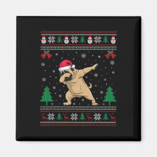 Dabbing Mastiff Hund Weihnachtsmannmütze Jungen Mä Magnet