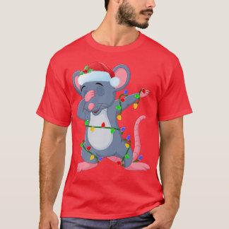 Dabbing Maus Xmas Lights Funny Santa Mouse Christ T-Shirt