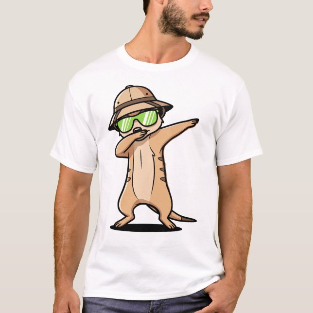 Dabbing Meerkat Funny Cute Dab Dance T-Shirt (Vorderseite)