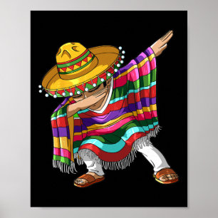 Dabbing Mexican Poncho Cinco De Mayo Boys Men Somb Poster