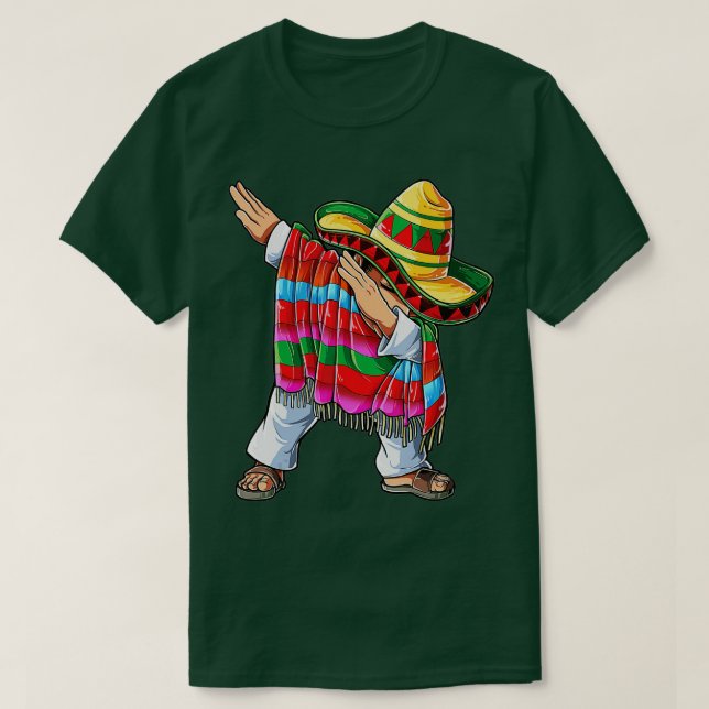Dabbing Mexican Poncho Cinco de Mayo Boys Men Somb T-Shirt (Design vorne)