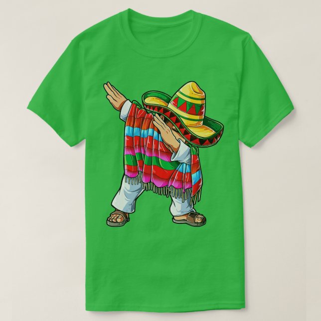 Dabbing Mexican Poncho Cinco de Mayo Boys Men Somb T-Shirt (Design vorne)