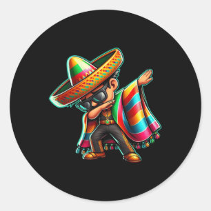 Dabbing Mexican Poncho Cinco De Mayo Boys Men Todd Runder Aufkleber