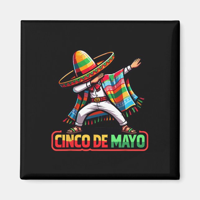 Dabbing Mexican Poncho Cinco De Mayo Fiesta 1 Magnet (Vorne)